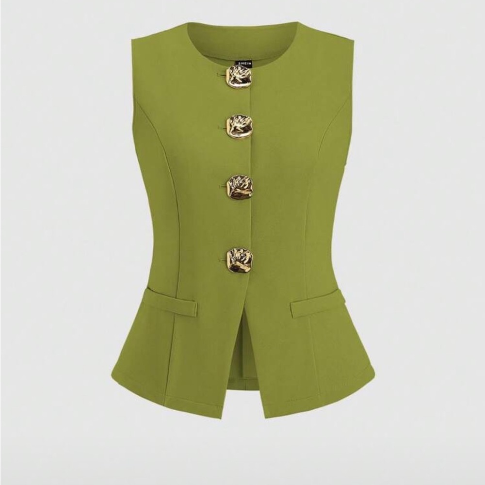 Stylish Green Buttoned Vest